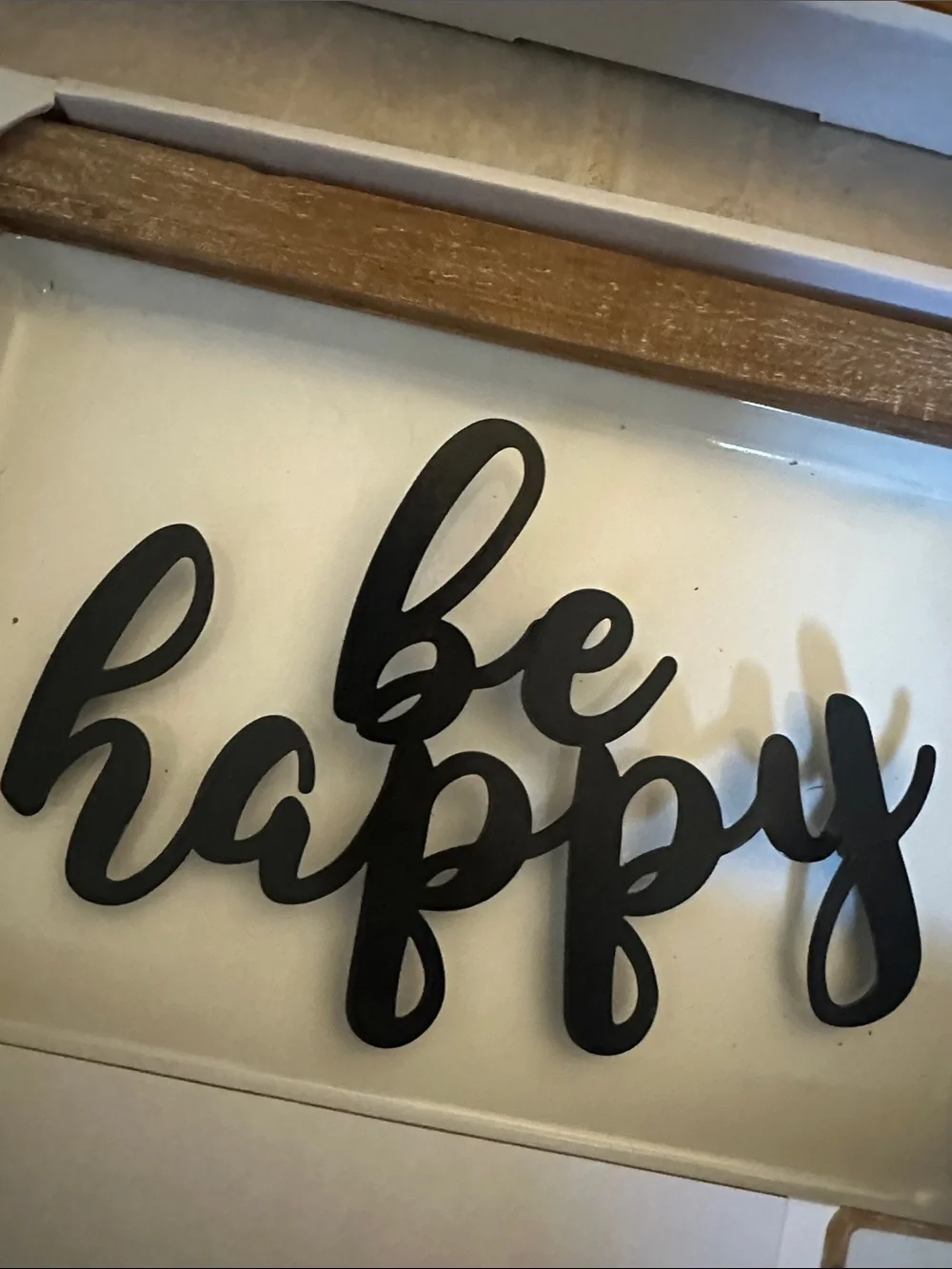 Be Happy / Be Kind Wall Art Set - Black Script with Wood Frame
